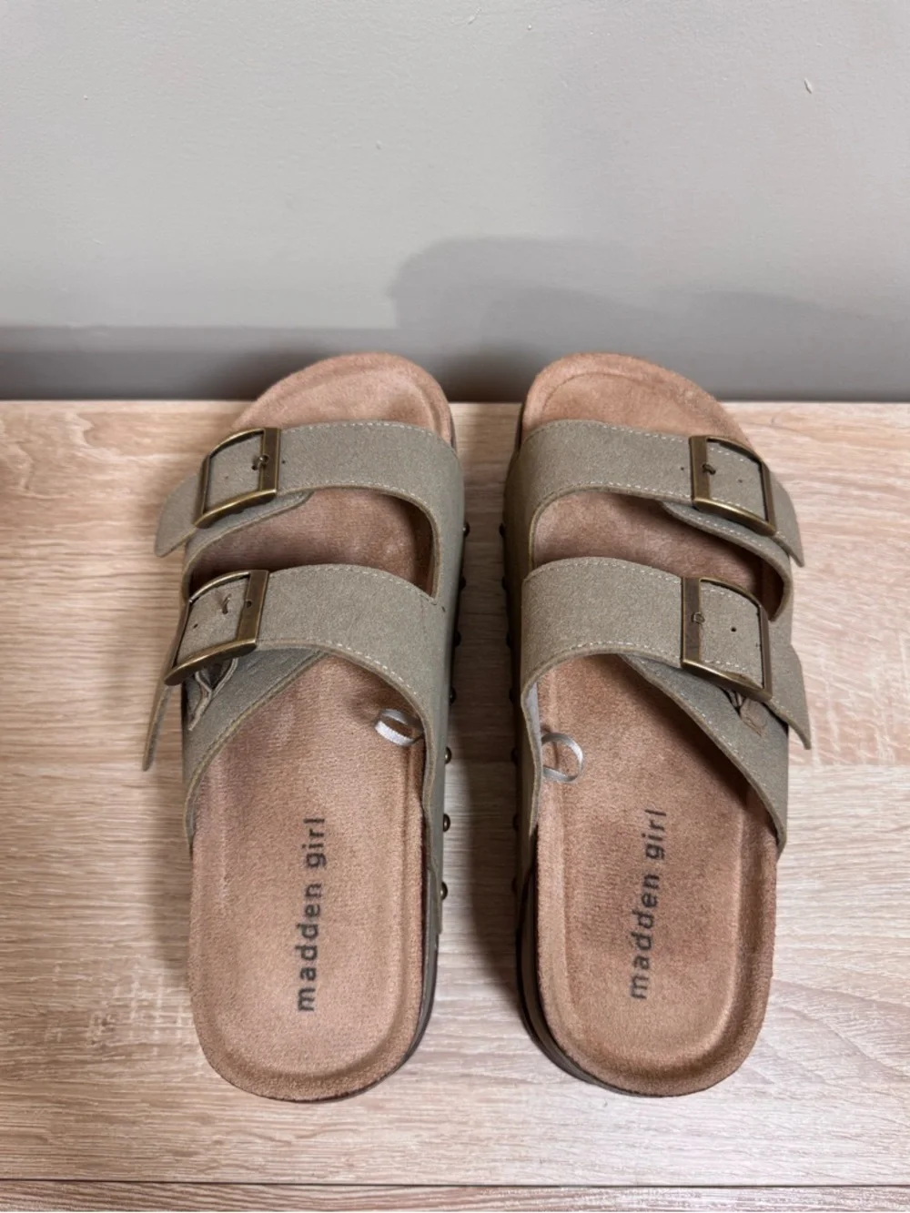 Madden Girl Platform Slip On Sandals Slides w/ Metal Studs, Double Strap, 10
